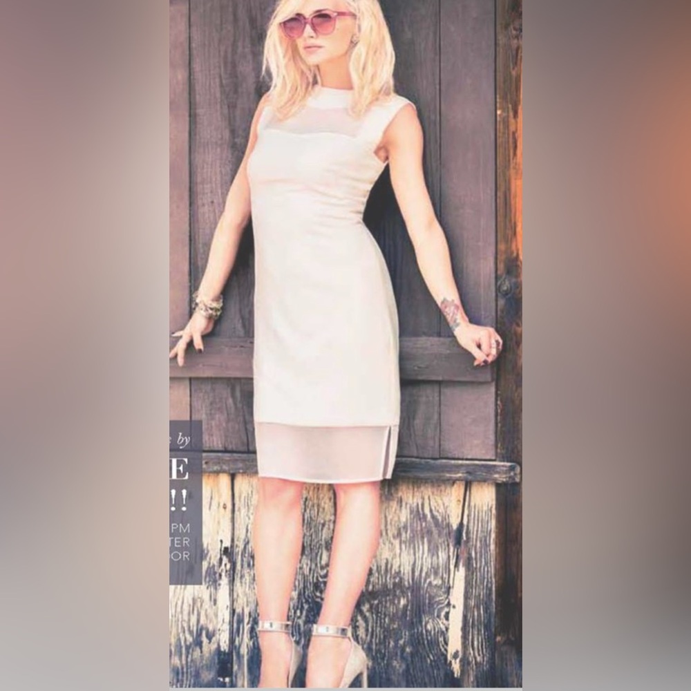 Jessica Simpson Vintage Y2K  Gorgeous Mother of Pearl Illusion Sheath Dress 6 - Picture 9 of 14